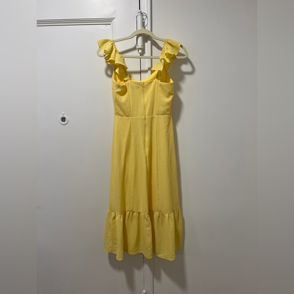 and Now This Women's Ruffled Side Front Slit Midi Dress Yellow size small bright - Picture 8 of 8